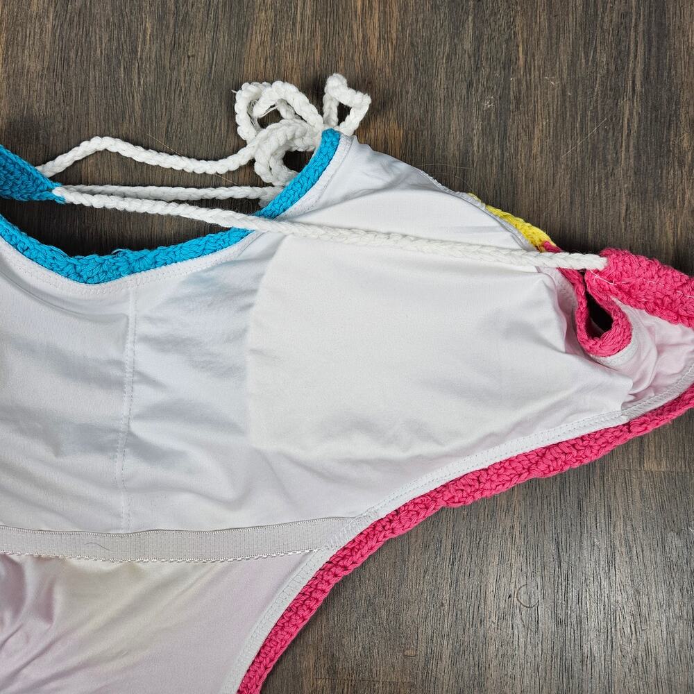 Bar III Womens XL Crochet Monokini Cut Out One‎ Piece Boho Swim Multicolor - Picture 5 of 6